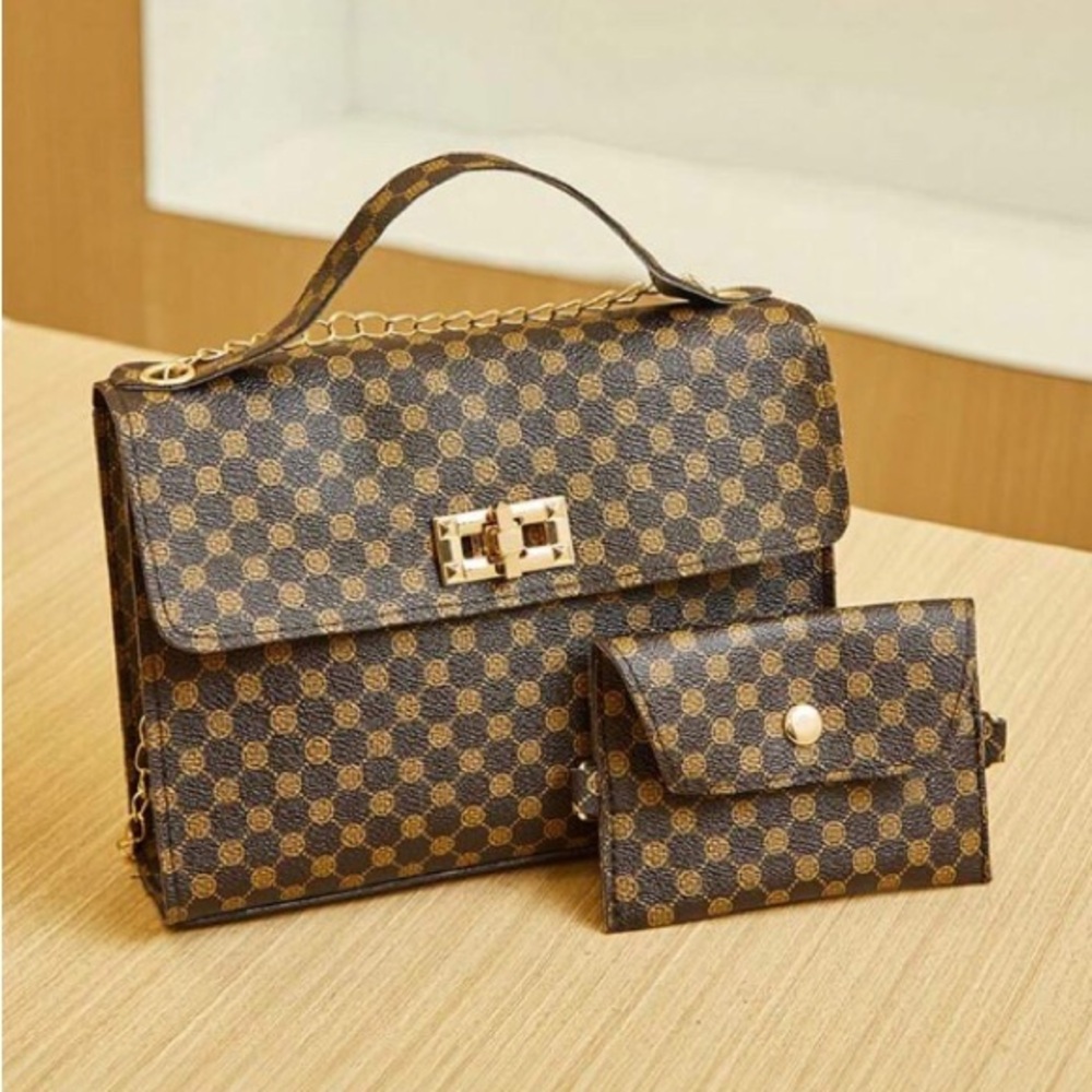 Crocodile pattern handbag with wallet
